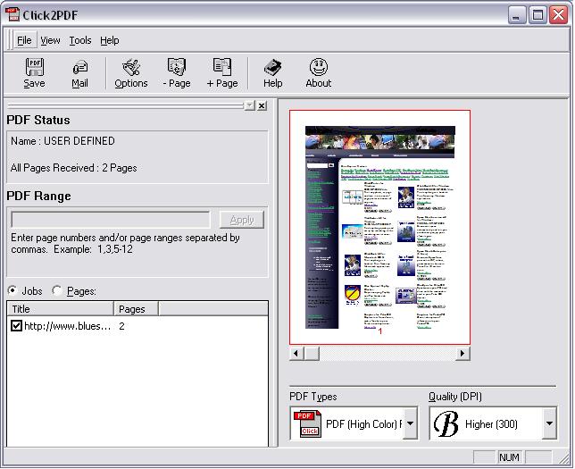 Screenshot of Click2PDF