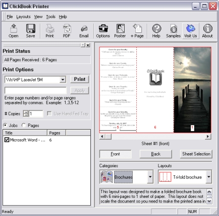 Turn documents, web pages, photos, etc. into booklets, banners, posters, and PDF